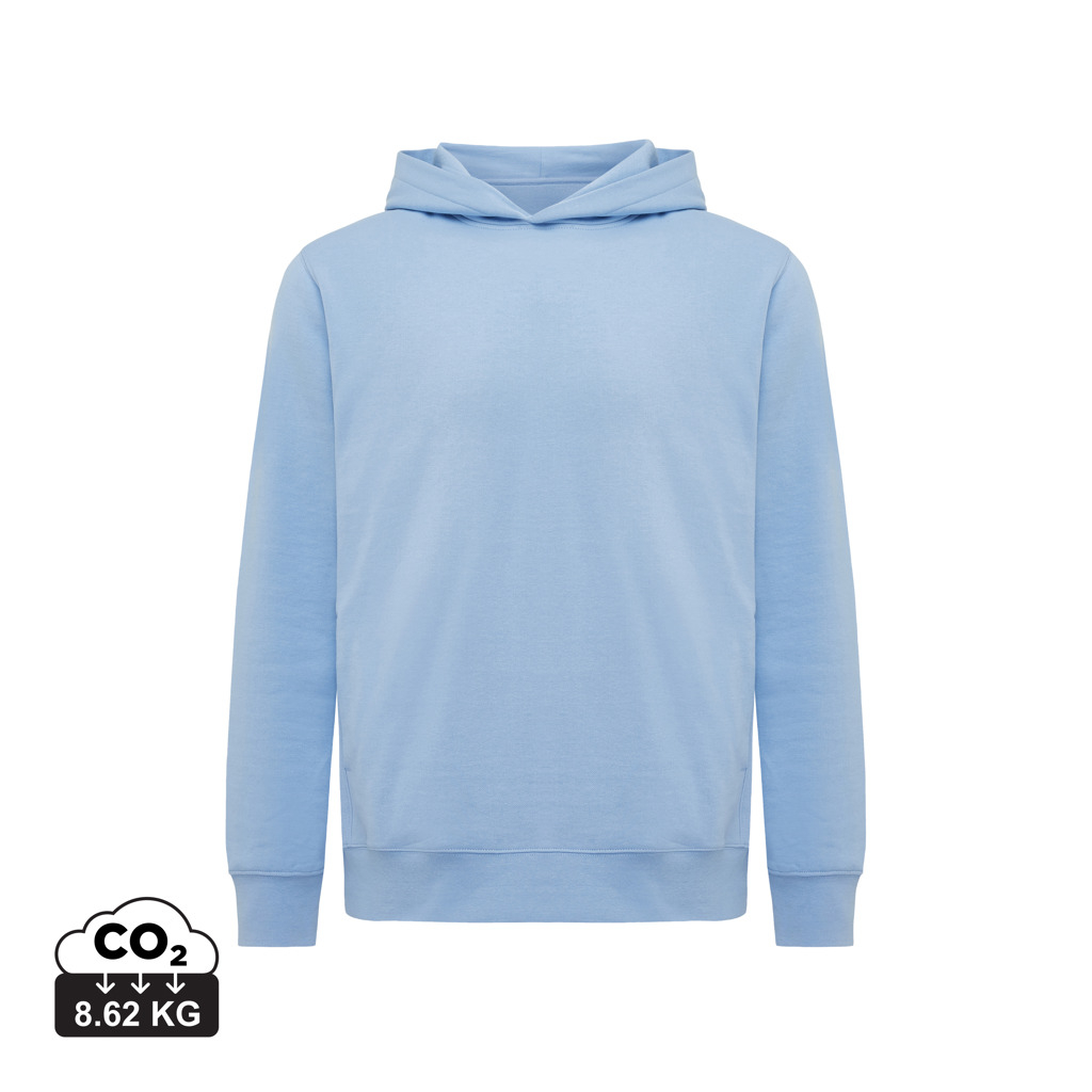 Sweat capuche personnalisé unisexe coton bio 280g Iqoniq Yengo Sky Blue